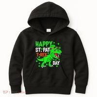 Happy St Pat T Rex Saint Patrick's Day Dinosaurs Happy Cute Kids Hoodie thumb 0