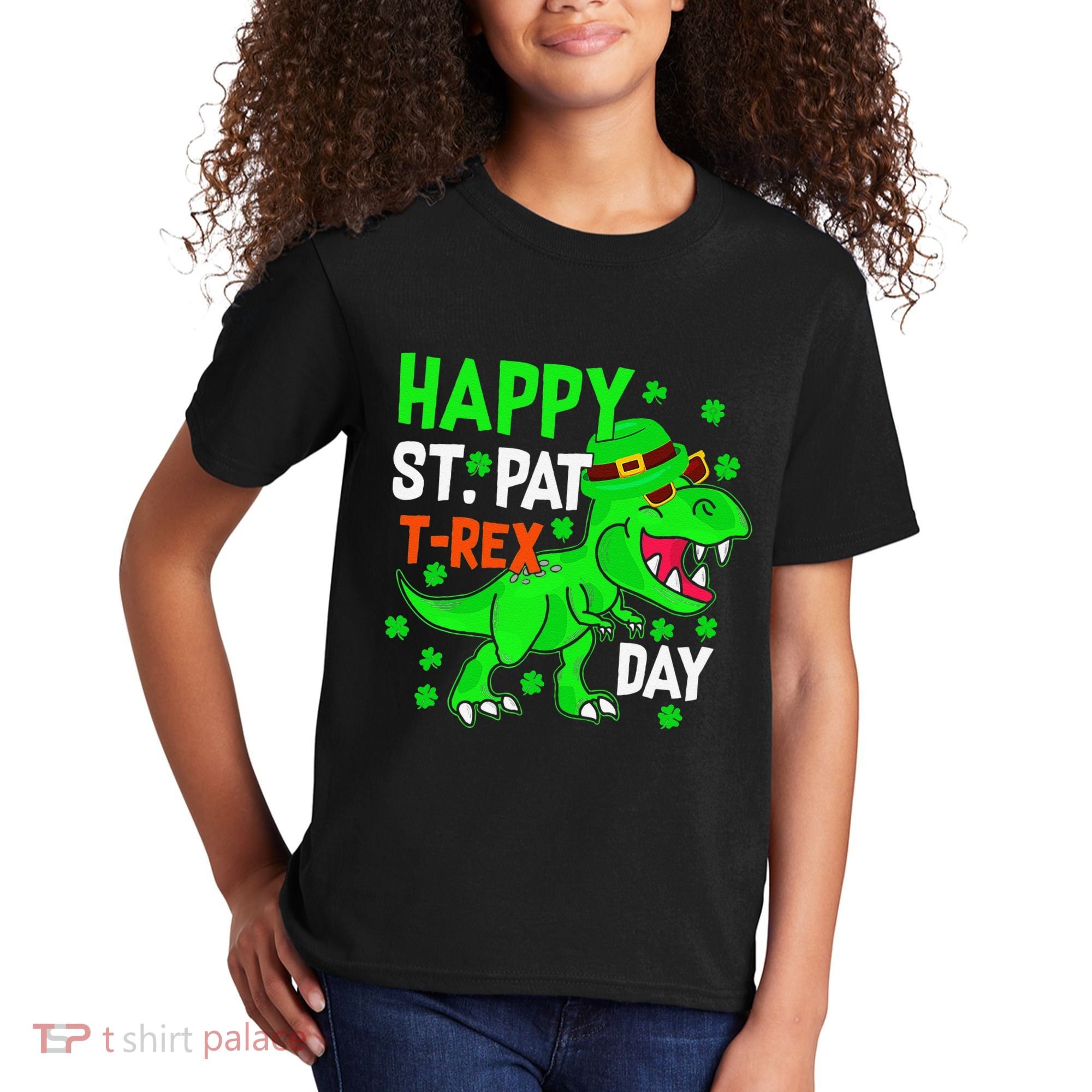 Happy St Pat T Rex Saint Patrick's Day Dinosaurs Happy Cute Kids T-Shirt
