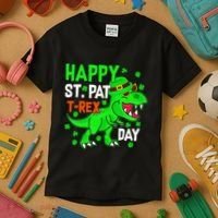 Happy St Pat T Rex Saint Patrick's Day Dinosaurs Happy Cute Kids T-Shirt thumb 3