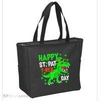 Happy St Pat T Rex Saint Patrick's Day Dinosaurs Happy Cute Tote Bag thumb 2