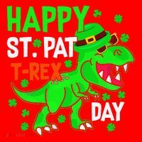Happy St Pat T Rex Saint Patrick's Day Dinosaurs Happy Cute Santa Hat thumb 1