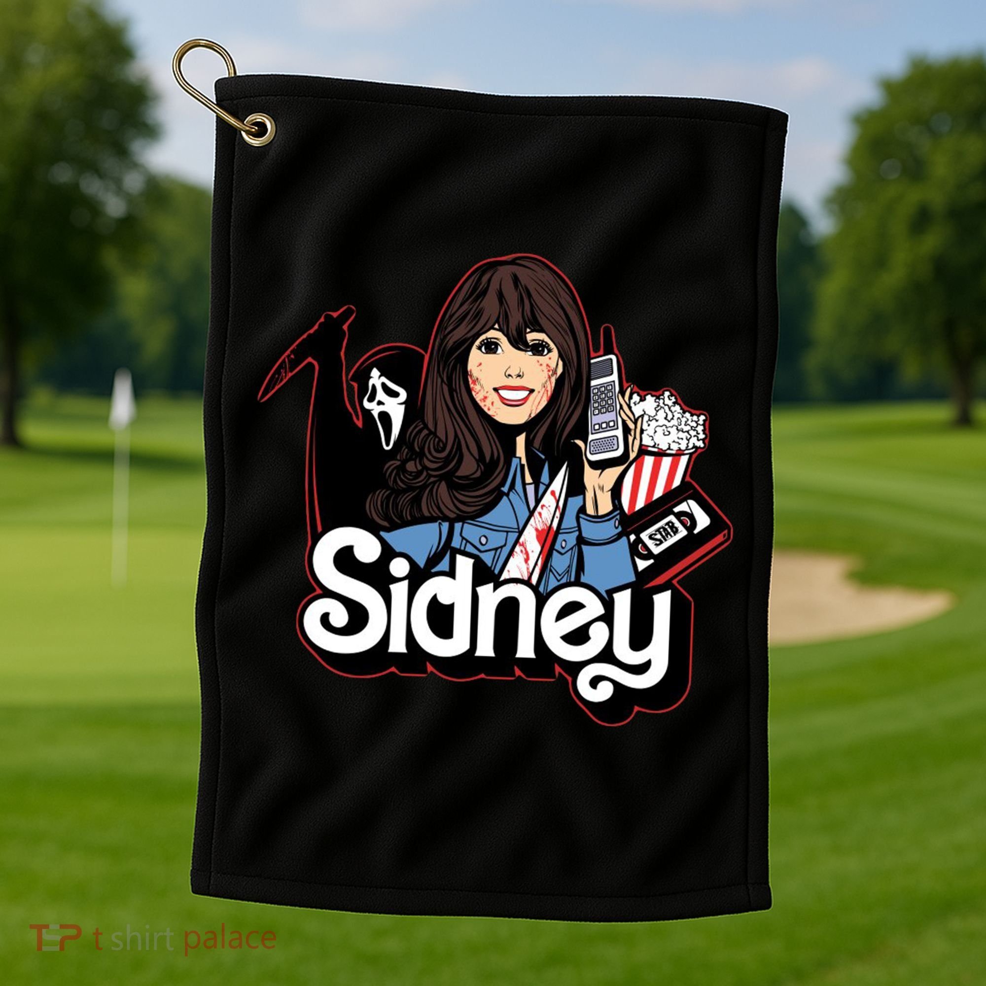 Hello Sidney Phone Call Scary Movie Golf Towel