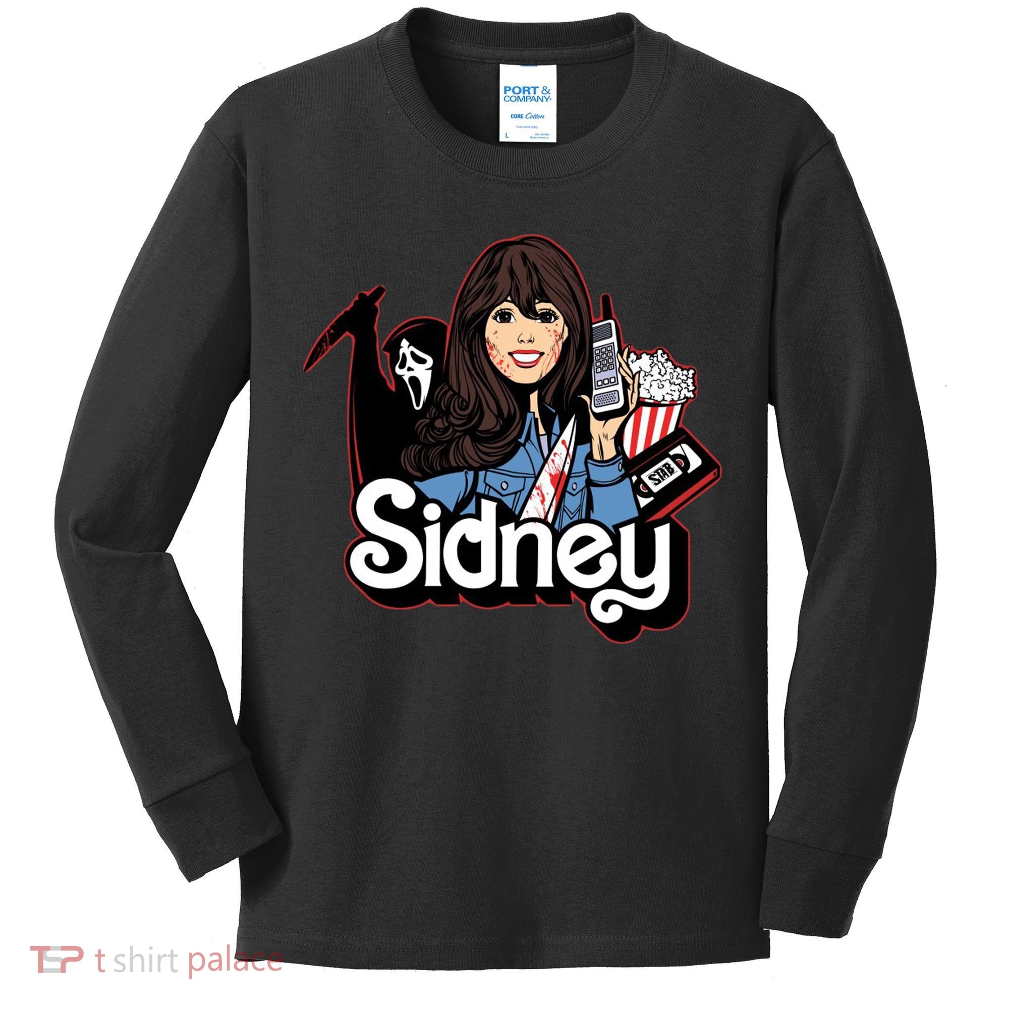 Hello Sidney Phone Call Scary Movie Kids Long Sleeve Shirt