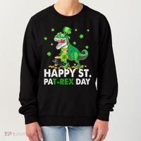 Happy St Pat T Rex Saint Patrick's Day Dinosaurs Happy Women's Sweatshirt thumb 0