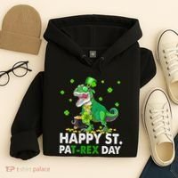 Happy St Pat T Rex Saint Patrick's Day Dinosaurs Happy Hoodie thumb 4