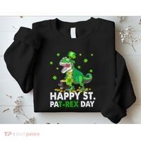 Happy St Pat T Rex Saint Patrick's Day Dinosaurs Happy Sweatshirt thumb 2