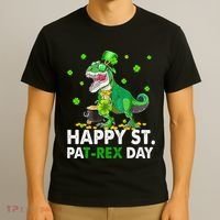Happy St Pat T Rex Saint Patrick's Day Dinosaurs Happy T-Shirt thumb 3
