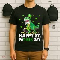 Happy St Pat T Rex Saint Patrick's Day Dinosaurs Happy T-Shirt thumb 6