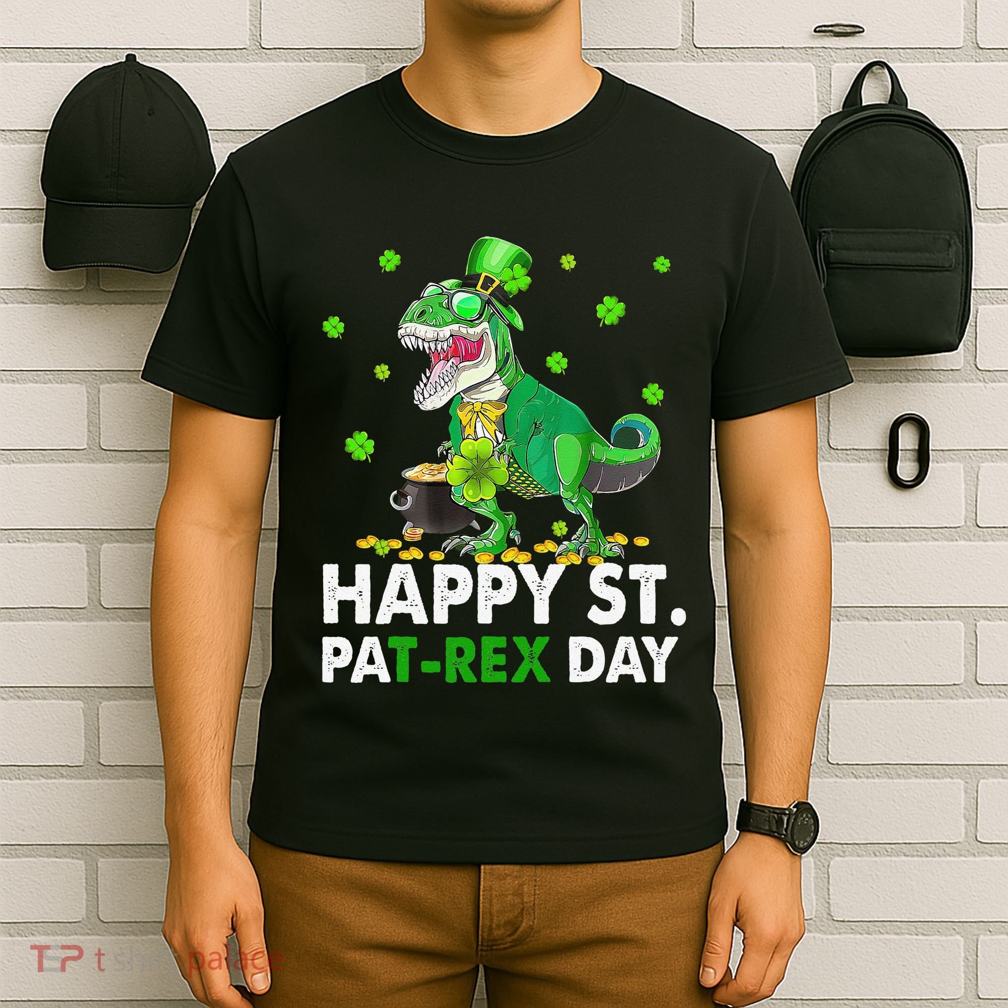 Happy St Pat T Rex Saint Patrick's Day Dinosaurs Happy T-Shirt