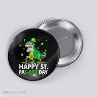 Happy St Pat T Rex Saint Patrick's Day Dinosaurs Happy Button thumb 0