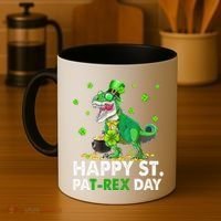 Happy St Pat T Rex Saint Patrick's Day Dinosaurs Happy Coffee Mug thumb 4