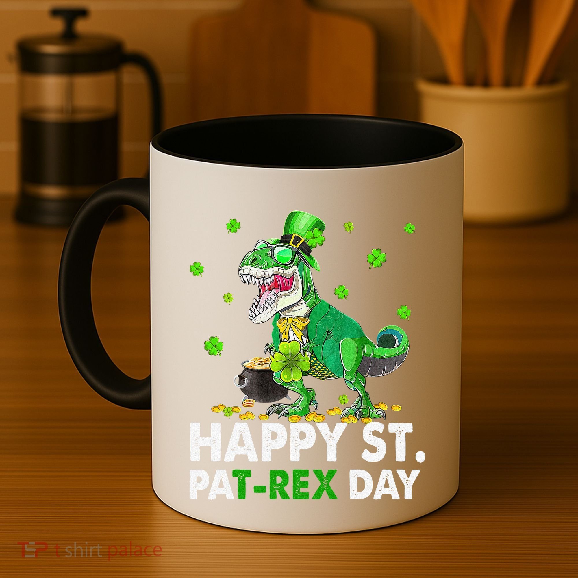 Happy St Pat T Rex Saint Patrick's Day Dinosaurs Happy Coffee Mug