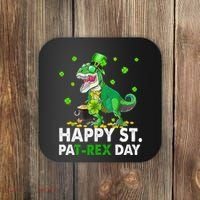 Happy St Pat T Rex Saint Patrick's Day Dinosaurs Happy Coaster thumb 0
