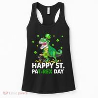 Happy St Pat T Rex Saint Patrick's Day Dinosaurs Happy Women's Tank Top thumb 0