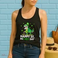 Happy St Pat T Rex Saint Patrick's Day Dinosaurs Happy Women's Tank Top thumb 2