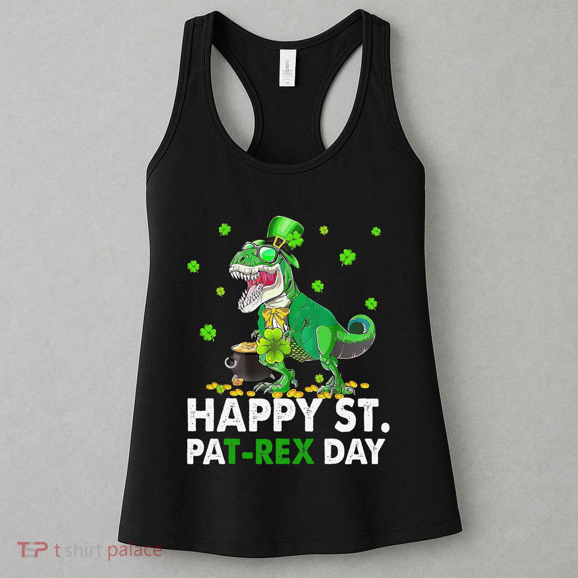 Happy St Pat T Rex Saint Patrick's Day Dinosaurs Happy Women's Tank Top
