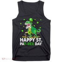 Happy St Pat T Rex Saint Patrick's Day Dinosaurs Happy Tank Top thumb 0