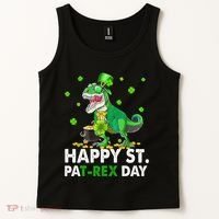 Happy St Pat T Rex Saint Patrick's Day Dinosaurs Happy Tank Top thumb 2