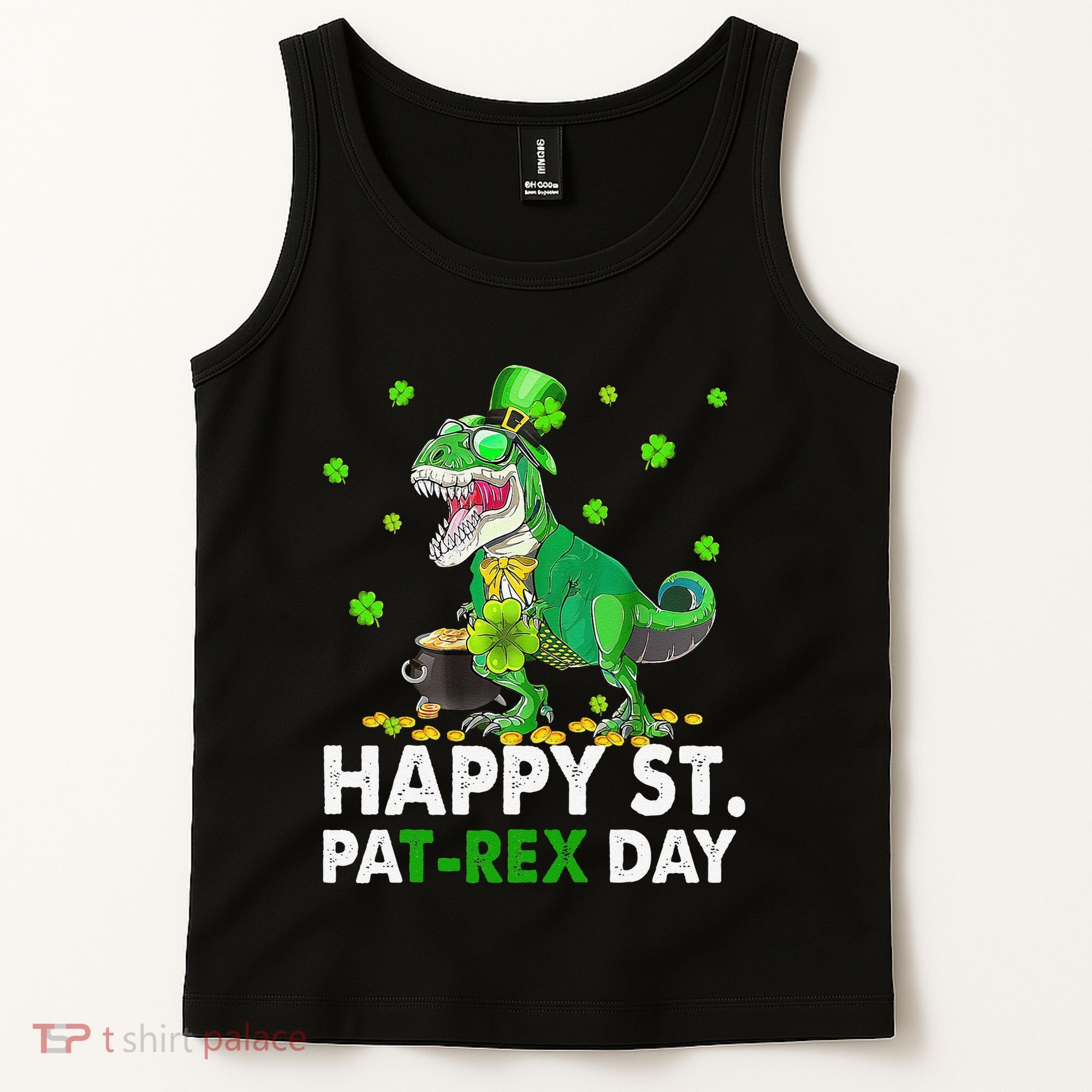 Happy St Pat T Rex Saint Patrick's Day Dinosaurs Happy Tank Top