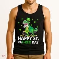 Happy St Pat T Rex Saint Patrick's Day Dinosaurs Happy Tank Top thumb 3
