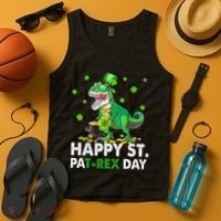 Happy St Pat T Rex Saint Patrick's Day Dinosaurs Happy Tank Top thumb 4