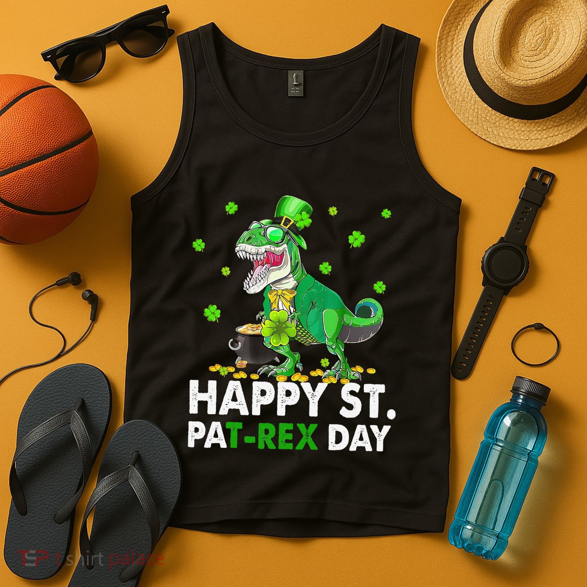 Happy St Pat T Rex Saint Patrick's Day Dinosaurs Happy Tank Top