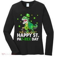 Happy St Pat T Rex Saint Patrick's Day Dinosaurs Happy Women's Long Sleeve Shirt thumb 0