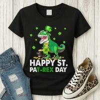 Happy St Pat T Rex Saint Patrick's Day Dinosaurs Happy Women's T-Shirt thumb 3