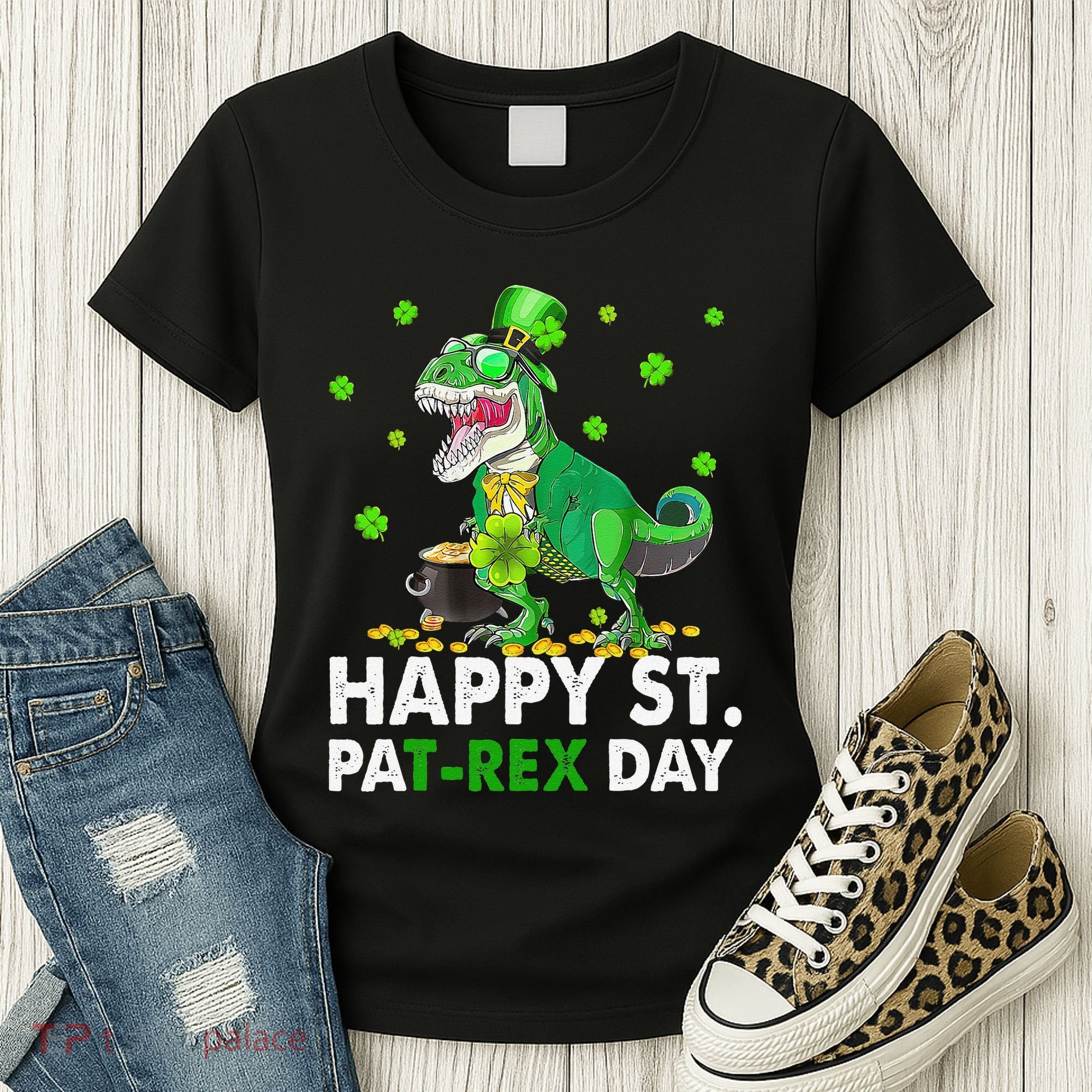 Happy St Pat T Rex Saint Patrick's Day Dinosaurs Happy Women's T-Shirt