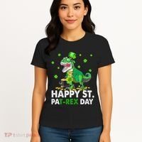 Happy St Pat T Rex Saint Patrick's Day Dinosaurs Happy Women's T-Shirt thumb 4