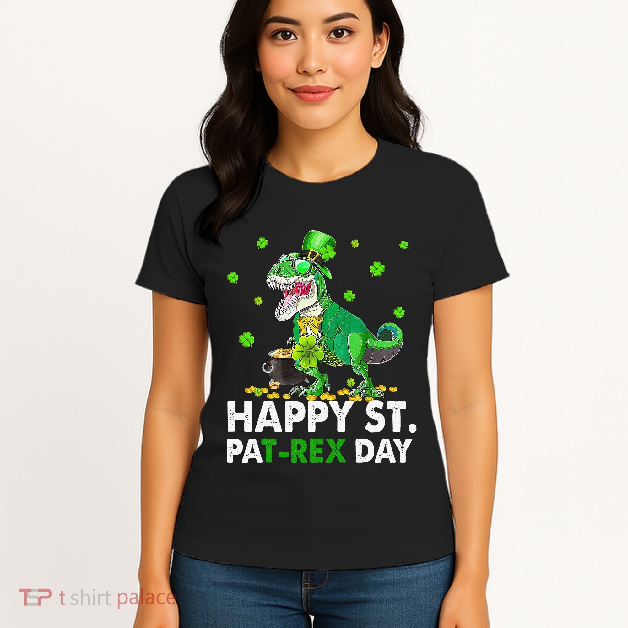 Happy St Pat T Rex Saint Patrick's Day Dinosaurs Happy Women's T-Shirt
