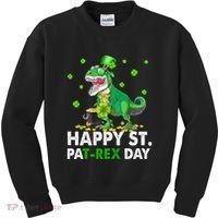 Happy St Pat T Rex Saint Patrick's Day Dinosaurs Happy Kids Sweatshirt thumb 0