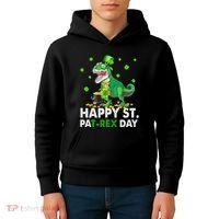 Happy St Pat T Rex Saint Patrick's Day Dinosaurs Happy Kids Hoodie thumb 4