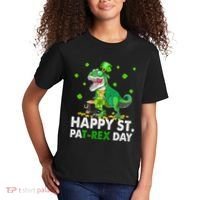 Happy St Pat T Rex Saint Patrick's Day Dinosaurs Happy Kids T-Shirt thumb 2