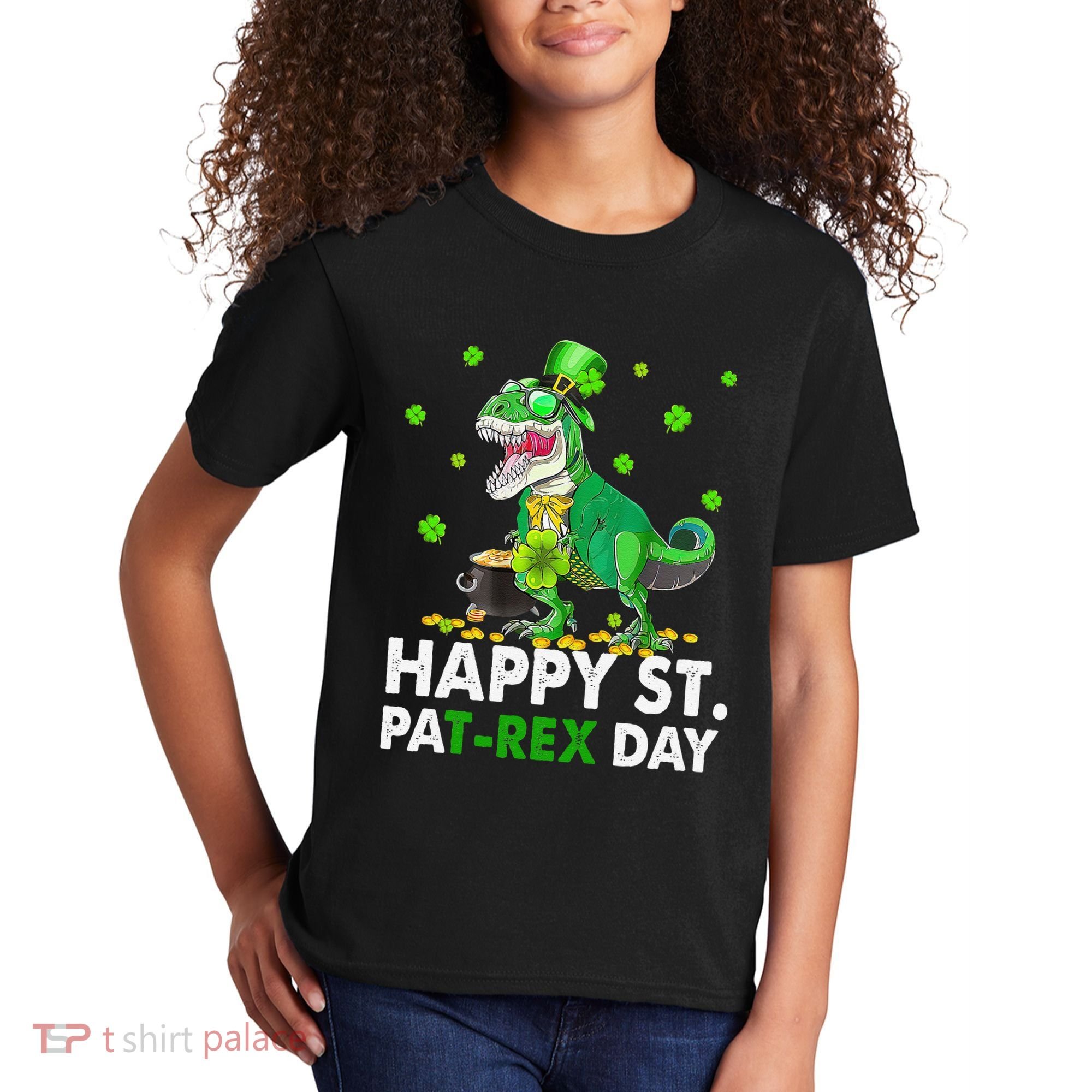 Happy St Pat T Rex Saint Patrick's Day Dinosaurs Happy Kids T-Shirt