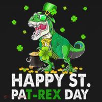 Happy St Pat T Rex Saint Patrick's Day Dinosaurs Happy Kids T-Shirt thumb 4