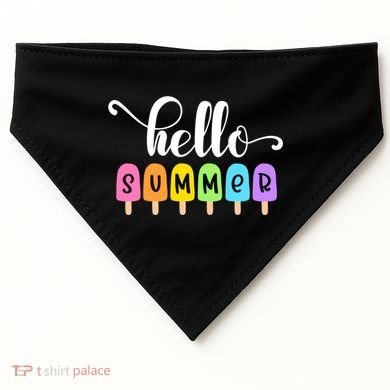 Hello Summer Popsicles Cute Pastel Graphic Design Cute Gift USA-Made Doggie Bandana