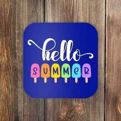 Hello Summer Popsicles Cute Pastel Graphic Design Cute Gift Coaster
