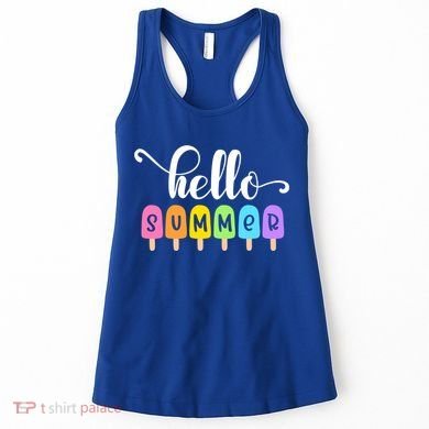 Hello Summer Popsicles Cute Pastel Graphic Design Cute Gift Women's Tank Top