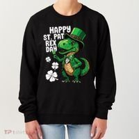 Happy St Pat T-Rex St Patricks Day Dinosaur Leprechaun Funny Women's Sweatshirt thumb 0
