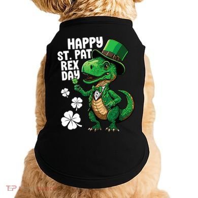 Happy St Pat T-Rex St Patricks Day Dinosaur Leprechaun Funny Doggie Tank