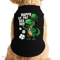 Happy St Pat T-Rex St Patricks Day Dinosaur Leprechaun Funny Doggie Tank thumb 0