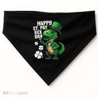 Happy St Pat T-Rex St Patricks Day Dinosaur Leprechaun Funny USA-Made Doggie Bandana thumb 0