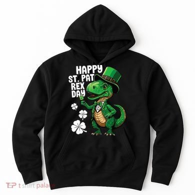 Happy St Pat T-Rex St Patricks Day Dinosaur Leprechaun Funny Hoodie