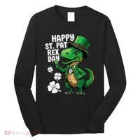 Happy St Pat T-Rex St Patricks Day Dinosaur Leprechaun Funny Long Sleeve Shirt thumb 0