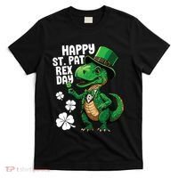 Happy St Pat T-Rex St Patricks Day Dinosaur Leprechaun Funny T-Shirt thumb 0