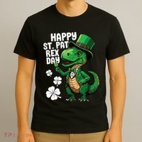 Happy St Pat T-Rex St Patricks Day Dinosaur Leprechaun Funny T-Shirt thumb 3