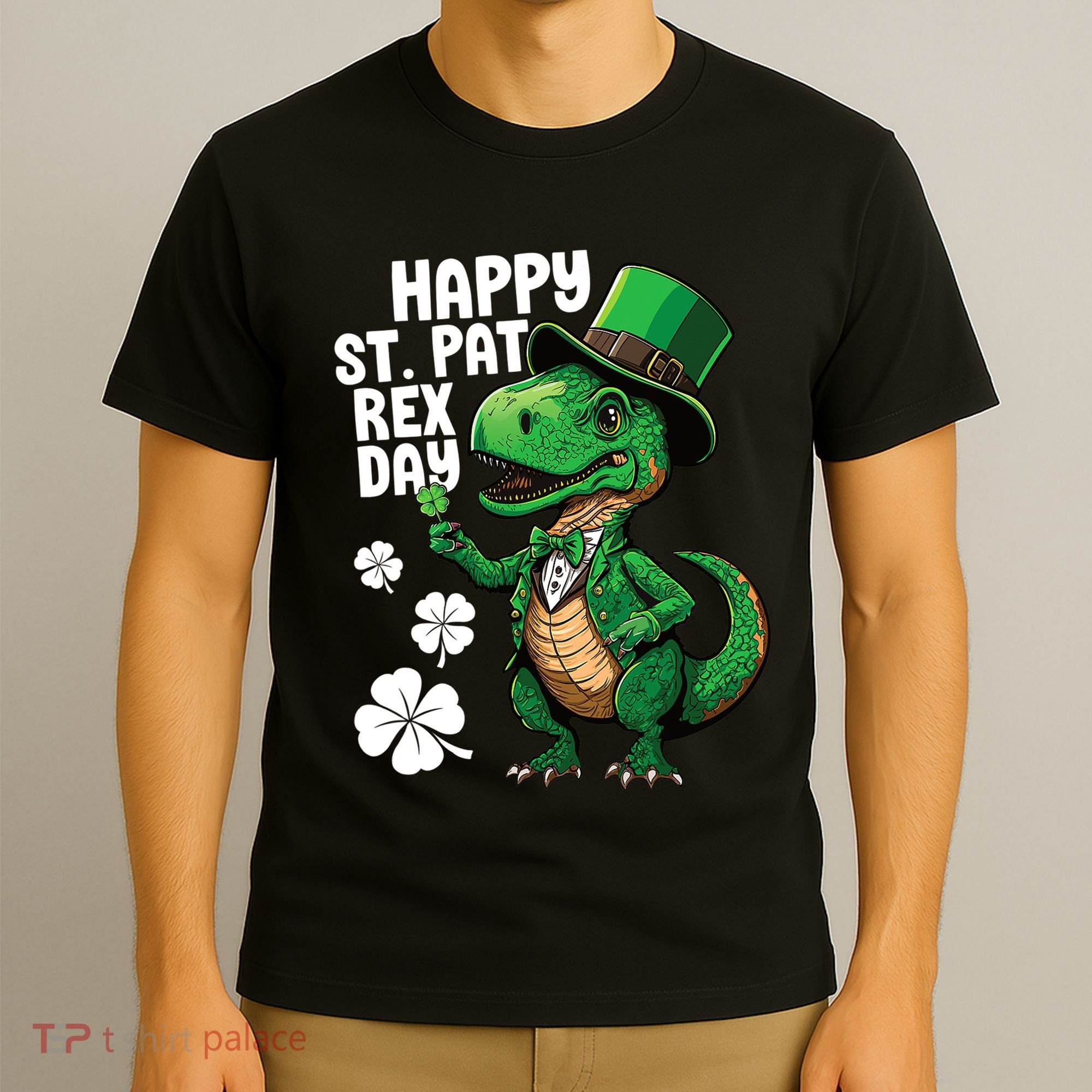 Happy St Pat T-Rex St Patricks Day Dinosaur Leprechaun Funny T-Shirt