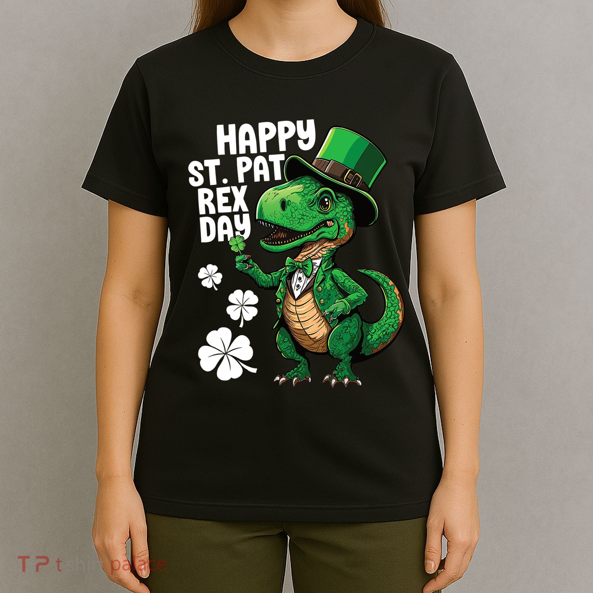 Happy St Pat T-Rex St Patricks Day Dinosaur Leprechaun Funny T-Shirt