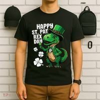 Happy St Pat T-Rex St Patricks Day Dinosaur Leprechaun Funny T-Shirt thumb 6